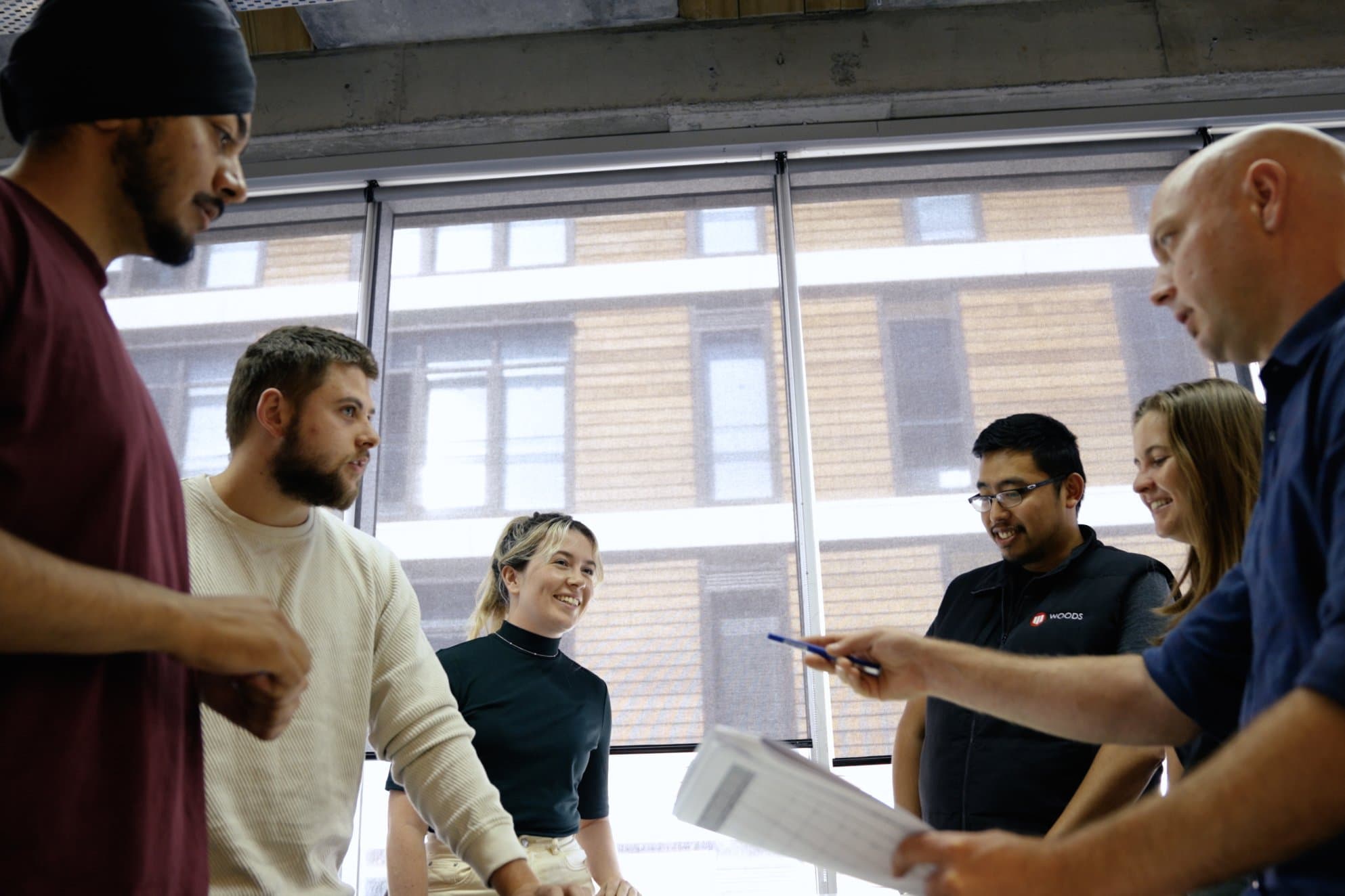 Team meeting at the Woods offices