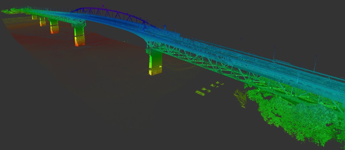 3D Laser scanning of harbour bridge - aerial view