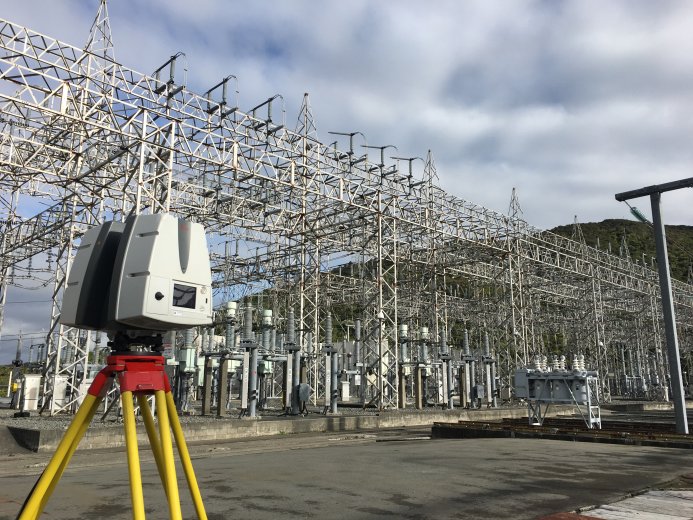 3D Laser scanning equipment with sub station in background
