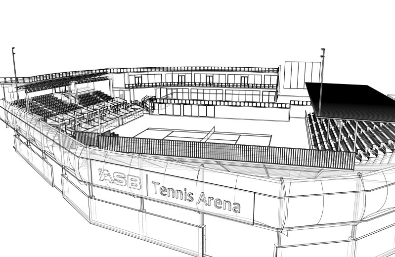 BIM model wireframe of tennis arena